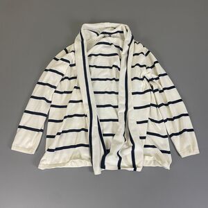 Liz Claiborne Striped Open Cardigan Sweater Plus Size‎ 1X Nautical Style Cotton